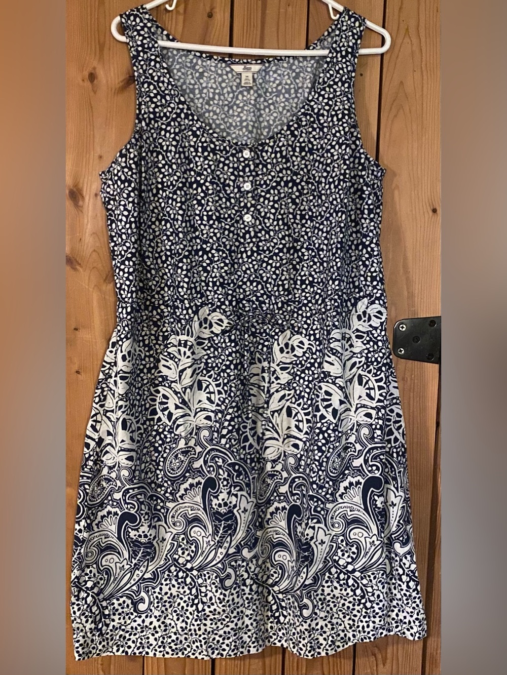 G.H. Bass & Co Navy and White Floral Paisley Sleeveless Dress